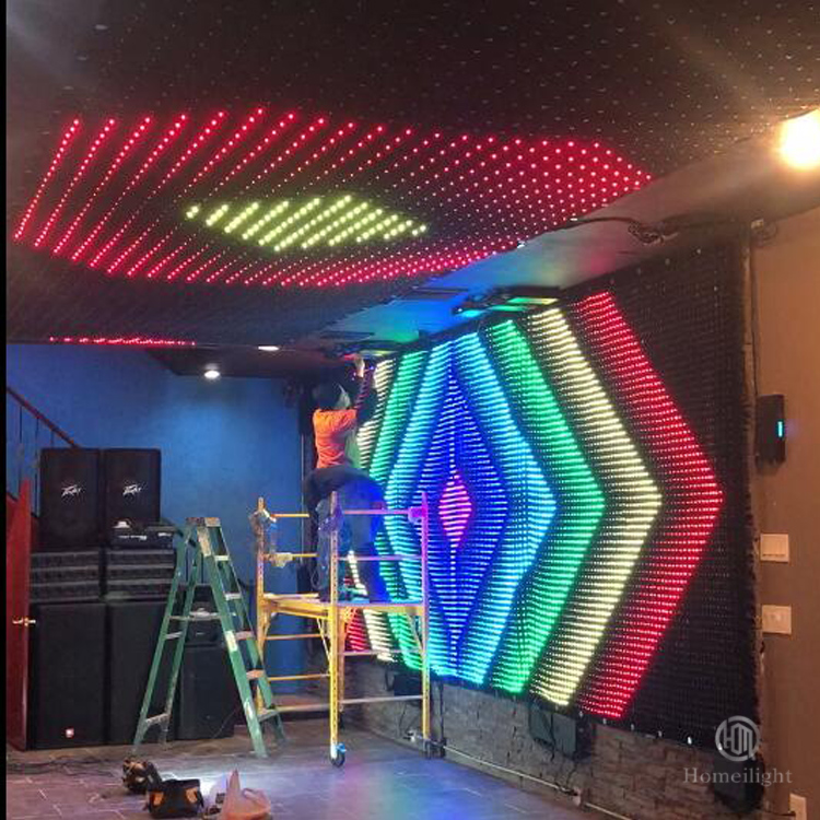 Wedding Backdrop Curtain - P10cm 4*6m LEDビデオカーテン、結婚式、バー、DJ、ナイトクラブ、誕生日パーティー用、ビジョンクロス、耐火性ステージカーテン背景