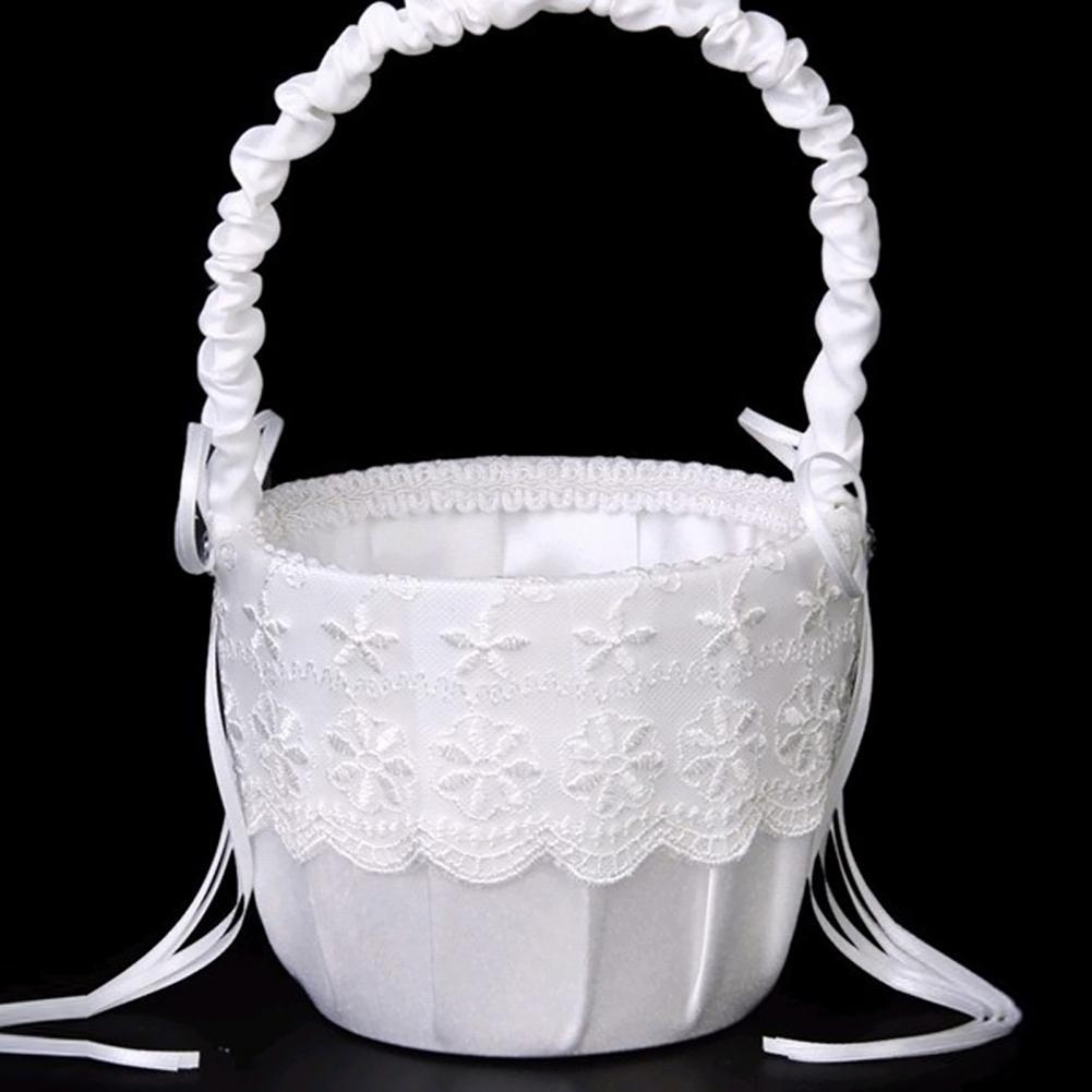 Flower Girl Basket - ロマンチックな花の蝶ネクタイのバスケット,偽物の花,結婚式,パーティー,女の子,メイクバスケット,パーティーの花びら