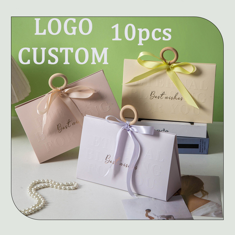 Wedding Favor Box - ギフトボックス、プレゼント包装箱、パーティー、結婚式、ブライダルシャワー、花嫁介添人用ギフトボックス、10個入り、ロゴカスタマイズ可能、取っ手付きウィッグボックス