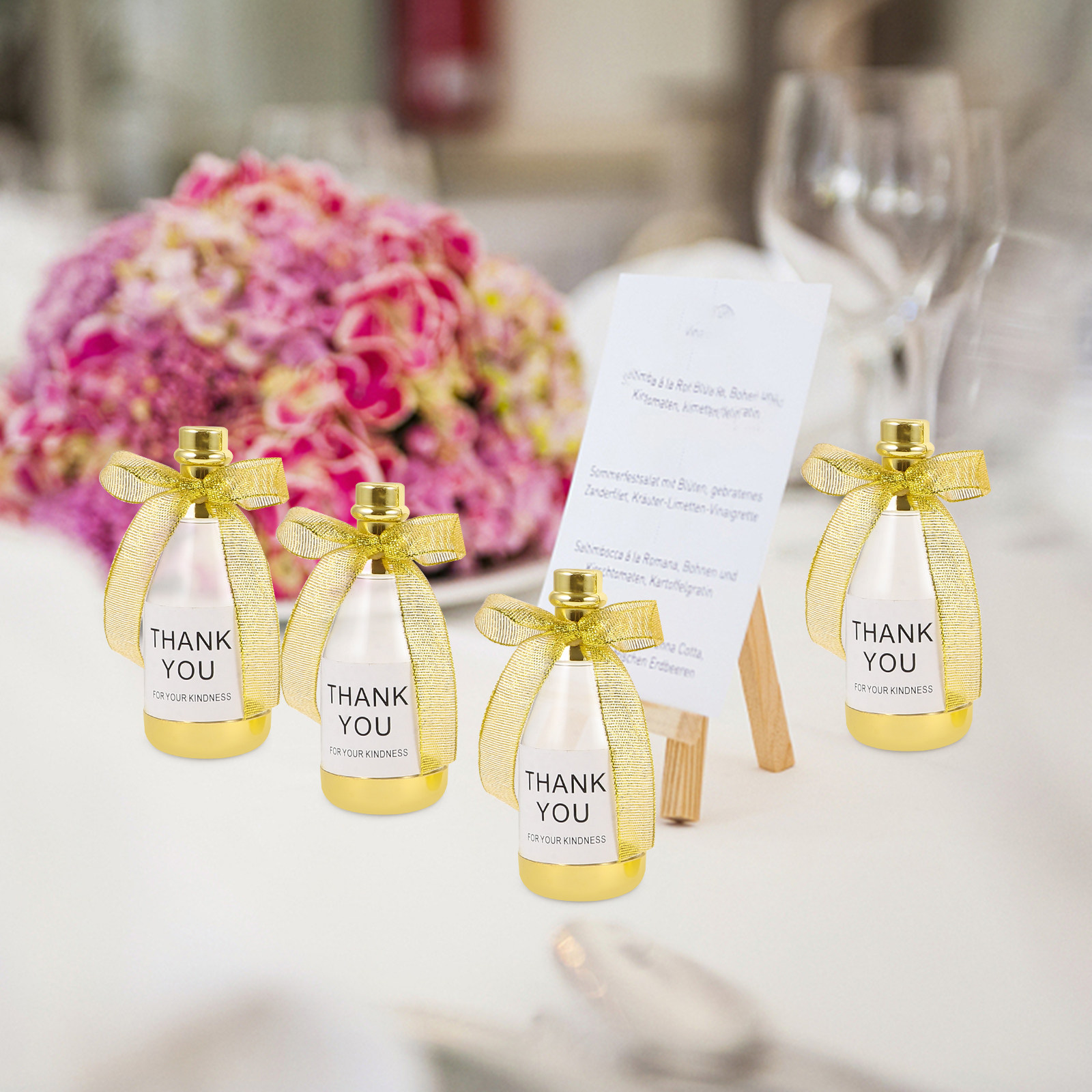 Wedding Favor Box - 6個入りボトルキャンディ収納ボックス 軽量PSリボン素材 ウェディングギフト容器 パーティーデコレーション