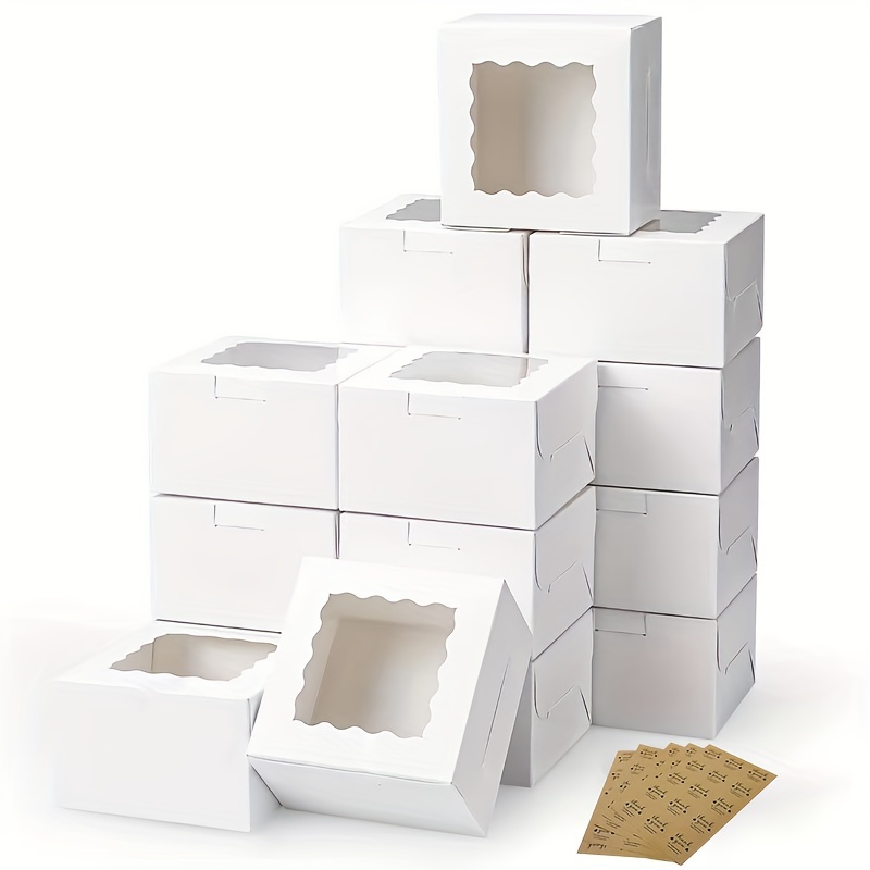 Wedding Favor Box - 10 個クラフト紙ケーキキャンディボックスオープンウィンドウウェディングジュエリーチョコレートギフト包装ボックスベーキングパーティー用品